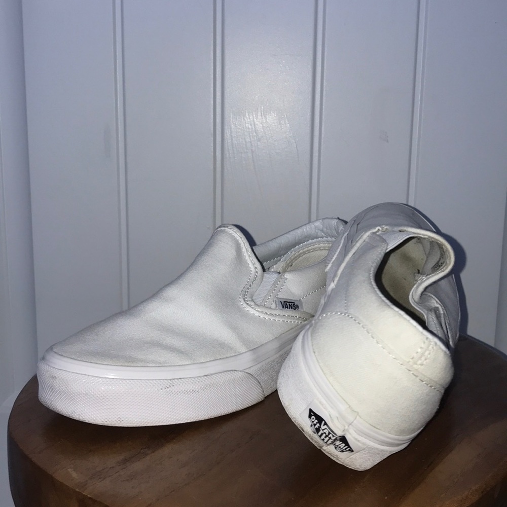 White Slip On Vans